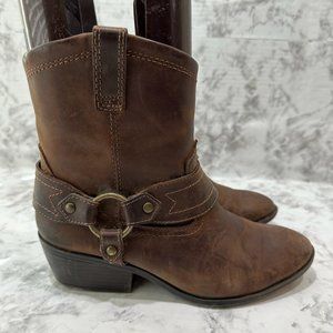 Mossimo Supply Co. Brown Genuine Leather Western Boots Size 7 Harness Engineer